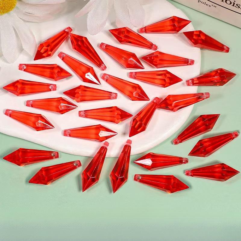 TEMU 2d Flat, 30pcs Acrylic Crystal Teardrop Pendants, Multiple Colors Available | Bohemian Style Home Decor Pendant Set For Wedding And Party Scene