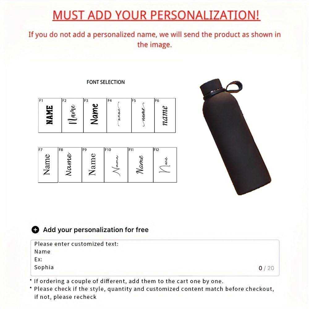 TEMU Custom Stainless Steel Hot Drink Bottle, Personalized Name Water Bottle, Sports Water Bottle, Outdoor Portable Water Bottle, Lidded Name Kettle,