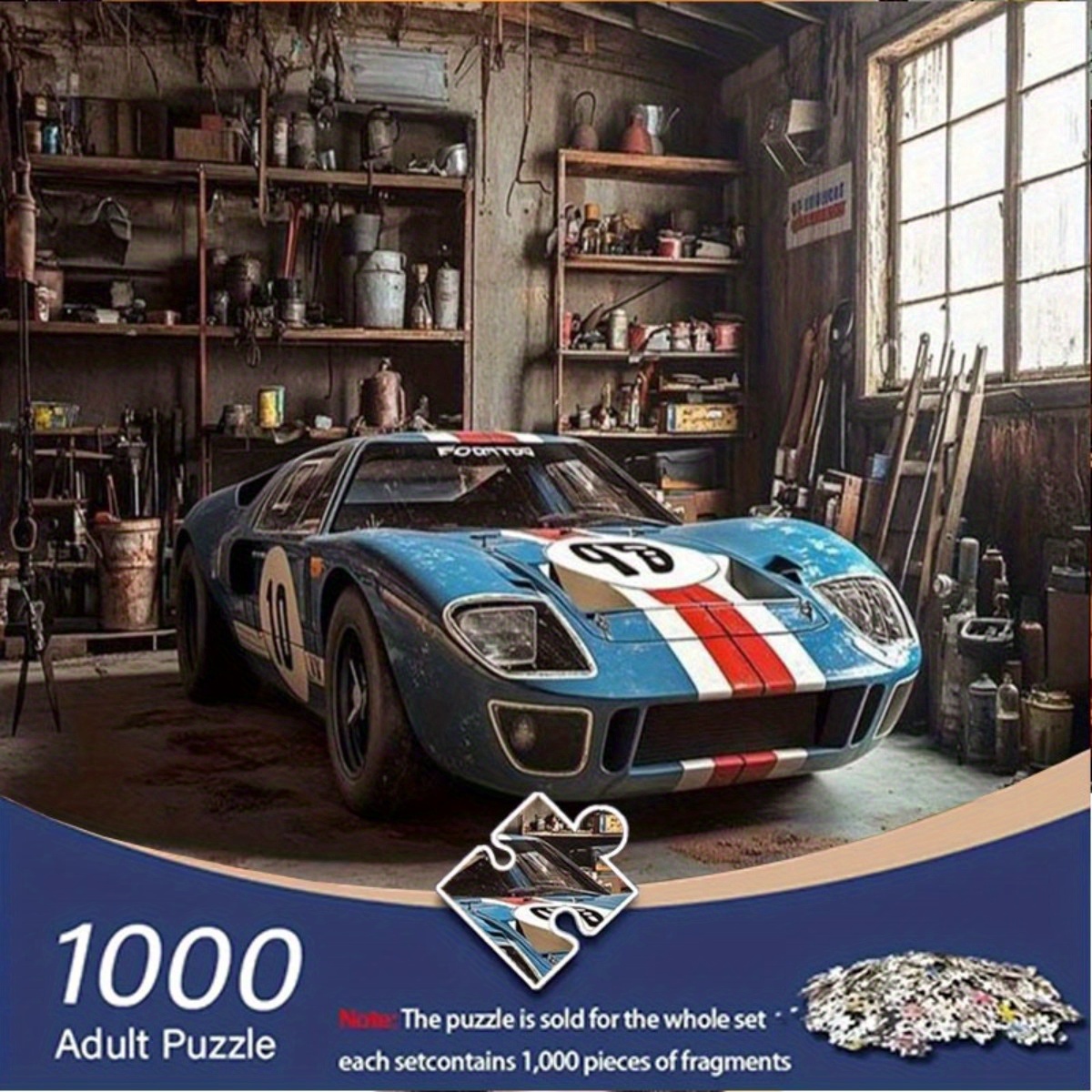 TEMU With Classic Car 1000pcs Puzzle -1000 Large Frameless Puzzles - Mixed Colors - Recycled Cardboard Puzzles - Family - Detailed Art Pictures