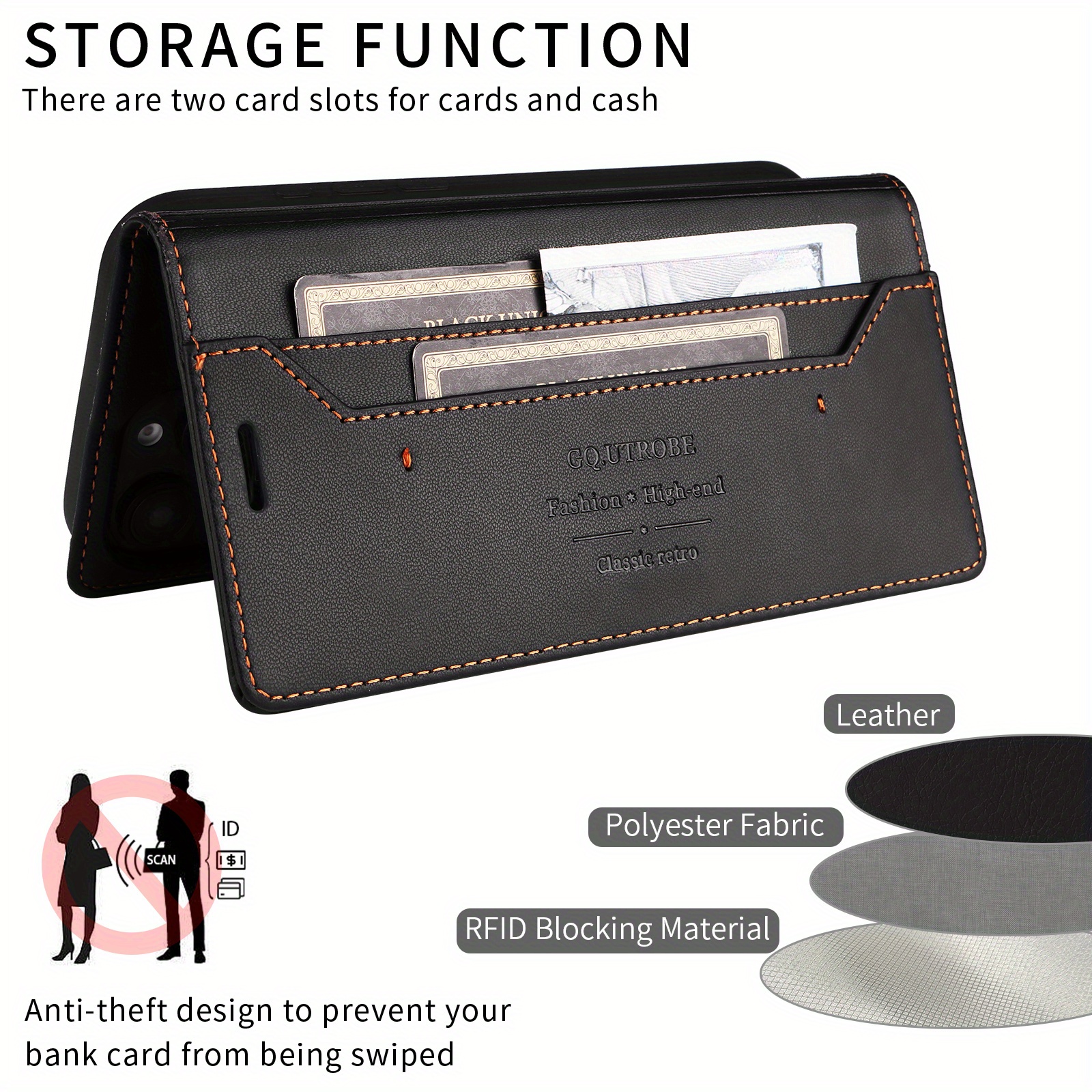 Luxury Wallet with Card Slot RFID Blocking Kickstand Magnetic Flip PU Artificial Leather Case for iPhone 16 Pro Max 15 Plus 14 Pro 13 12 11 XS Max XR X SE 2020 2022 7 8 Plus Soft Silicone Business Shockproof Protective Cover