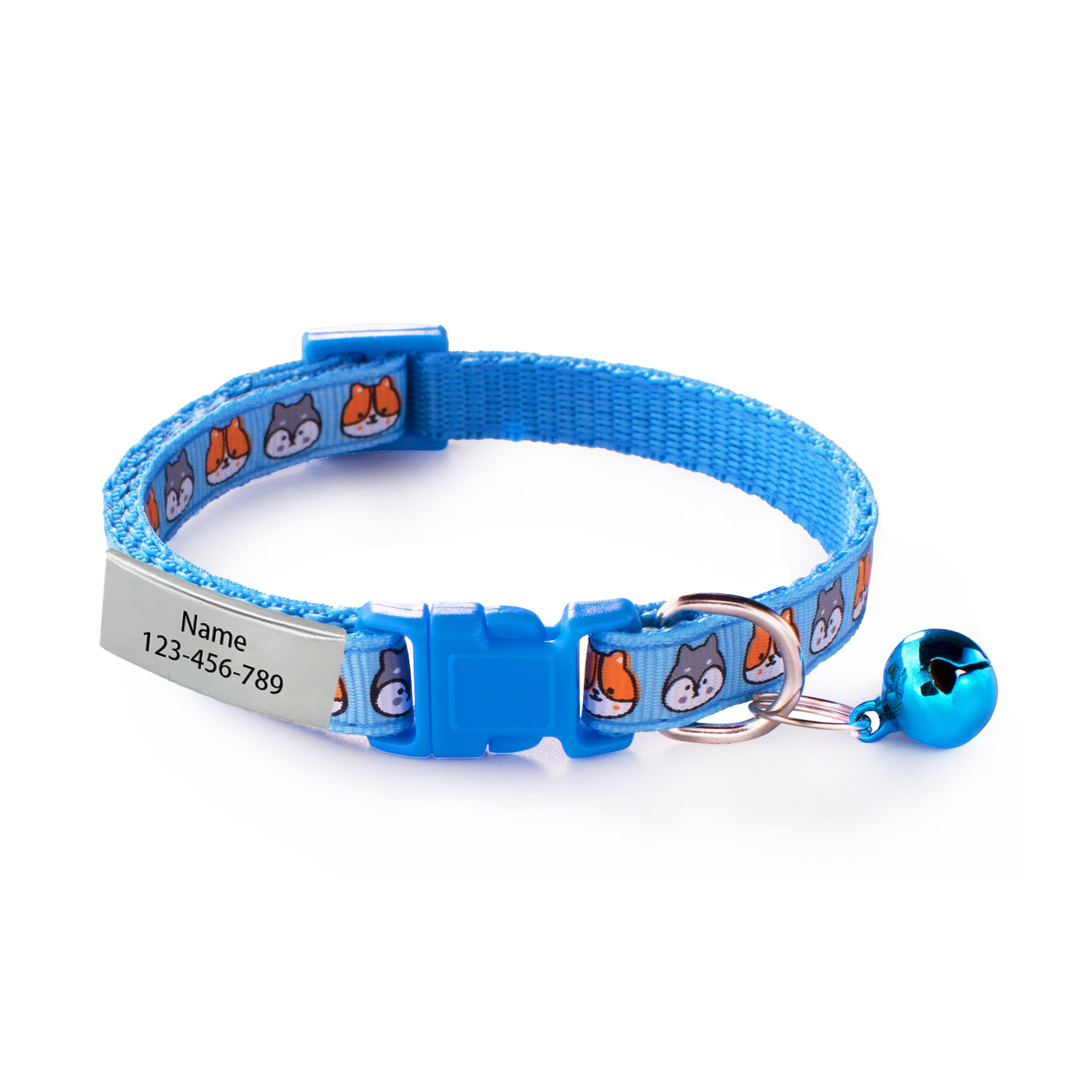 TEMU 1pc Customizable Pattern Effect Personalized Kitten Puppy Collar , Custom Engraved Phone Cat Id Tag, Adjustable Anti-choke Dog Collar, Suitable