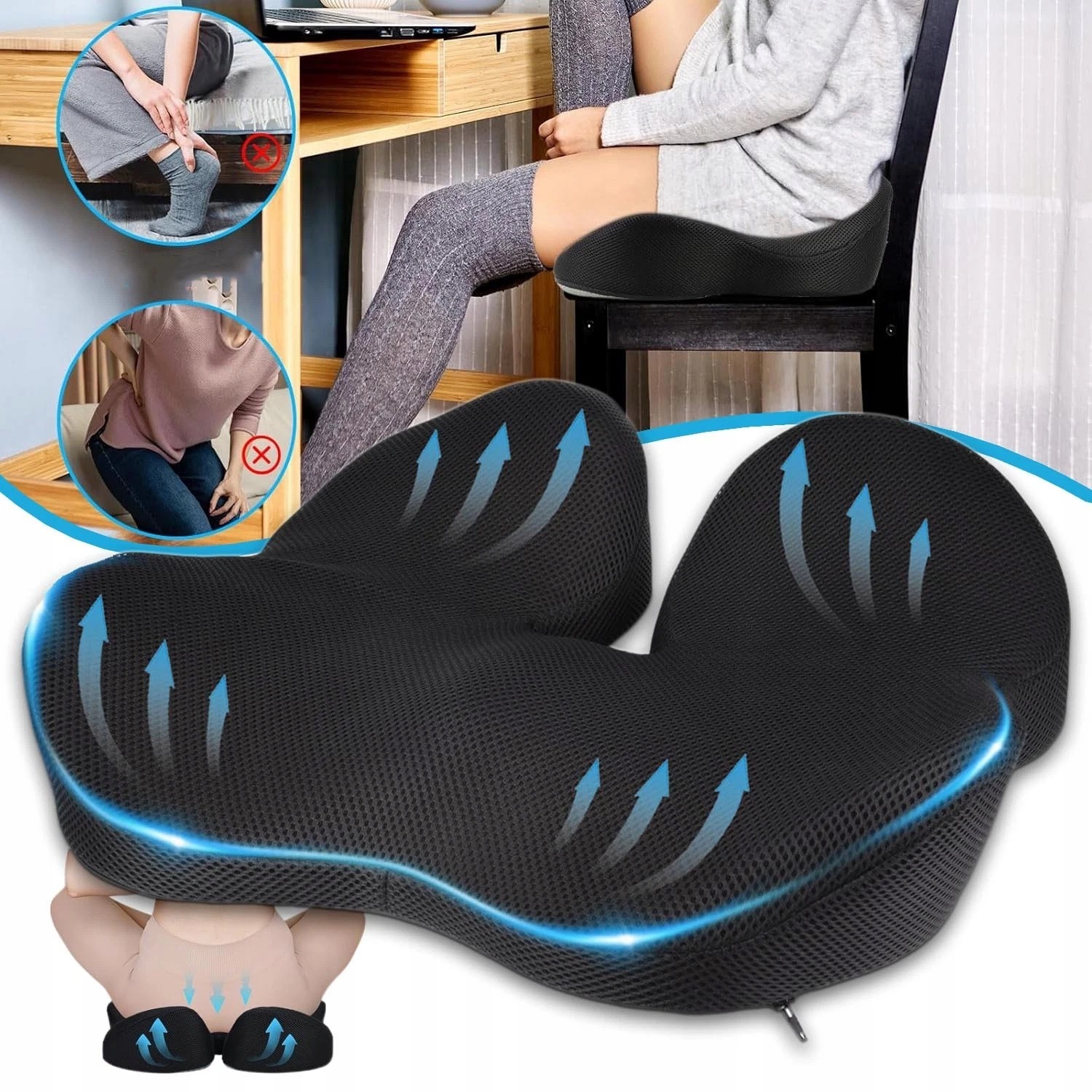 Orthopedic Petal-shaped Seat Cushion With Removable Cover, , Doctor Recommended