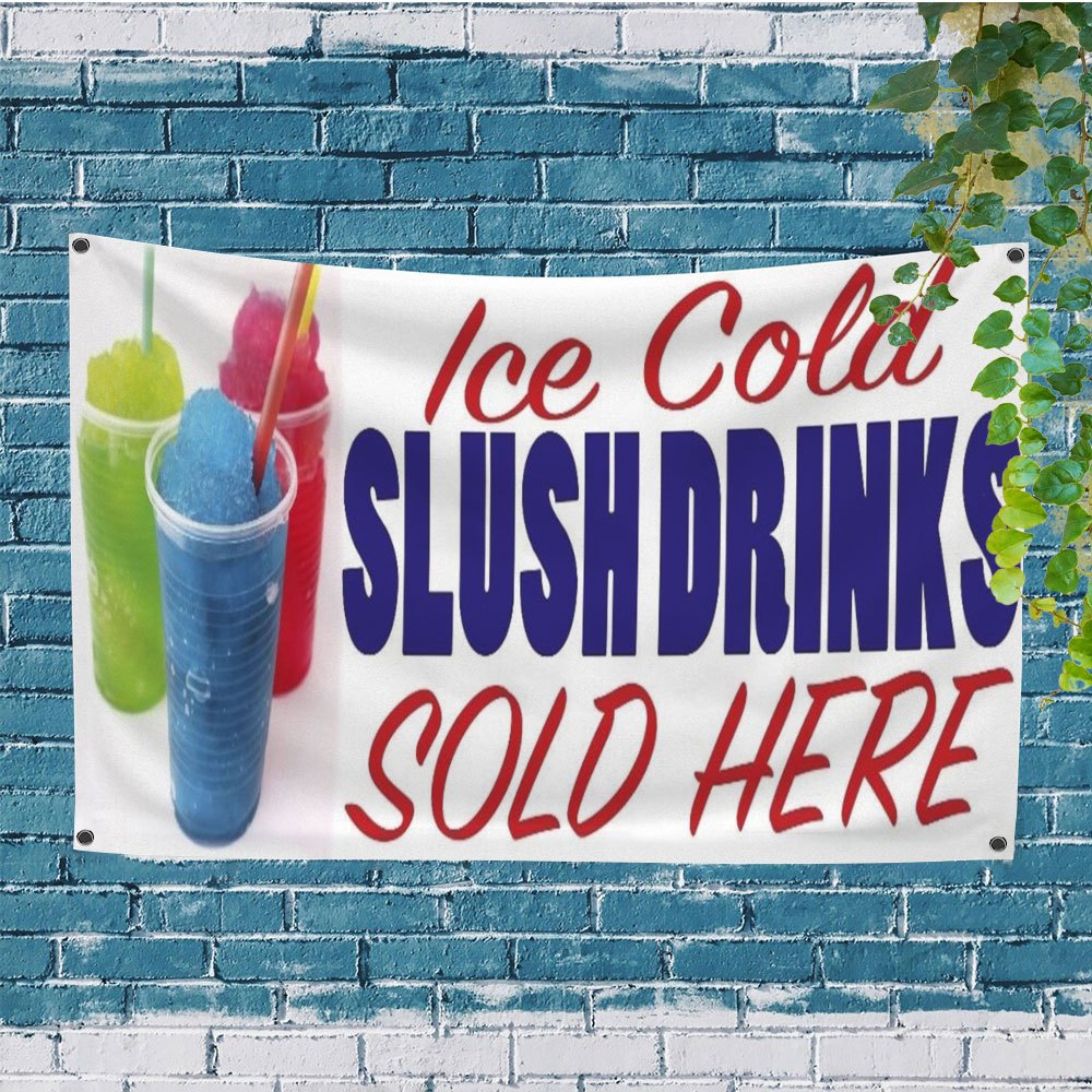 TEMU 1pc Single-sided "ice Slush Drink Sold Here" Advertising Flag - Durable Suitable For Parties, Vending Machines, & Events With High-quality
