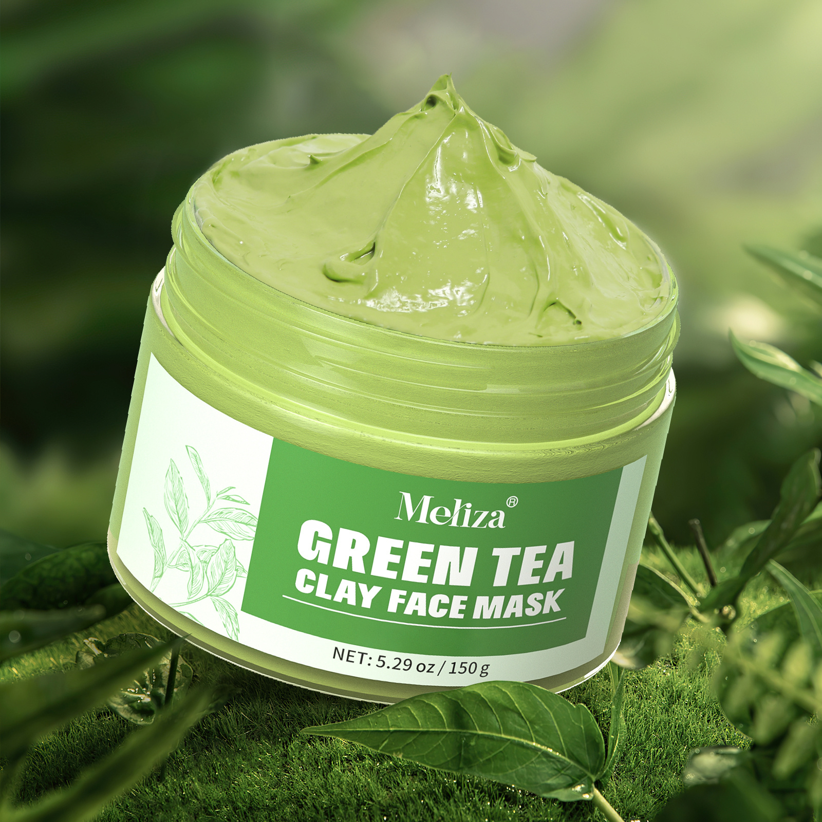 green tea cleansing clay face mask   with brush   cleansing oil control aloe enriched formula for oily light beige physical exfoliation summer skincare mother s day gift natural   design exfoliating   Product details 1