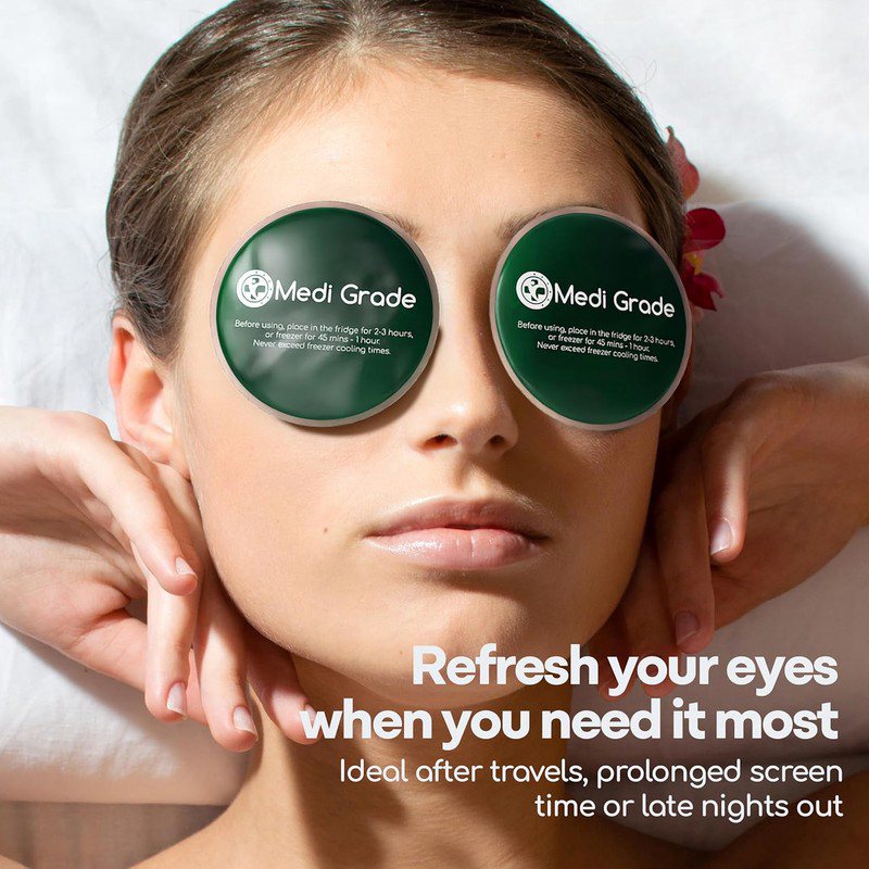 Cooling Eye Mask with Insulated Thermo-Bag & Gel Pads - Ice Cold for Puffy Eyes, Dark Circles, Wrinkles, Under-Eye Bags - Overnight & Morning/Evening Use - Soft Gel Mask for Sensitive Light, Dark Circle, Wrinkle - Long-Lasting Cold - No Fragrance