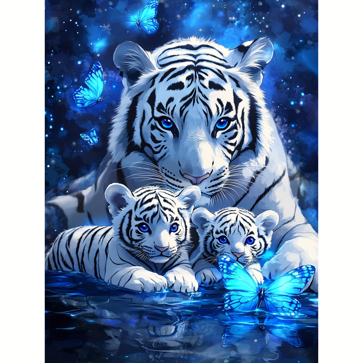 

1pc 5d Diamond Painting Kit, 30 X40cm/11.8 X15.7 Inches, Hand-made Acrylic Round And Diamond Art, Tiger Themes, Porcelain Rhinestone Crafts, Home Office Wall Decoration Holiday Gift