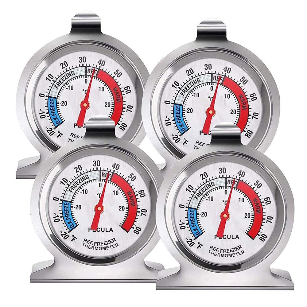 TEMU Refrigerator Thermometer, -30~30Â°c/-20~80Â°f, Classic Fridge Thermometer Large Dial Thermometer With Red Indicator Thermometer For Freezer