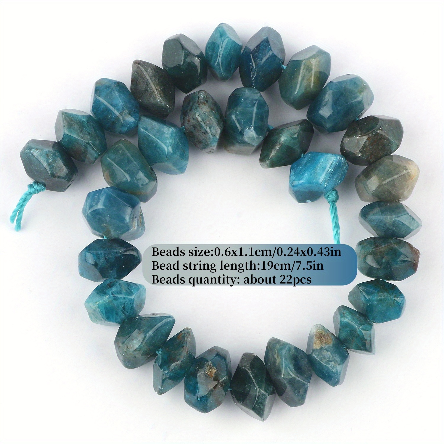 TEMU 6x11mm Natural Ston Cut Blue Apatite Beads, Irregular Rhombus Loose Spacer Beads For Jewelry Making Diy Unique Bracelet Necklaces Accessories,