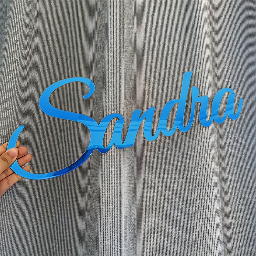 TEMU 2d Flat Custom Acrylic Text Sign | Personalized Mirror Reflective Design With Adhesive Backing, Laser Cut For Wedding And Party Decoration, ,