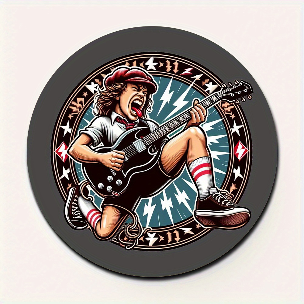 TEMU A Large Music-themed Acrylic Refrigerator Magnet Featuring A Guitarist Design, Durable Round Acrylic Magnet Suitable For Home And Office Decor -