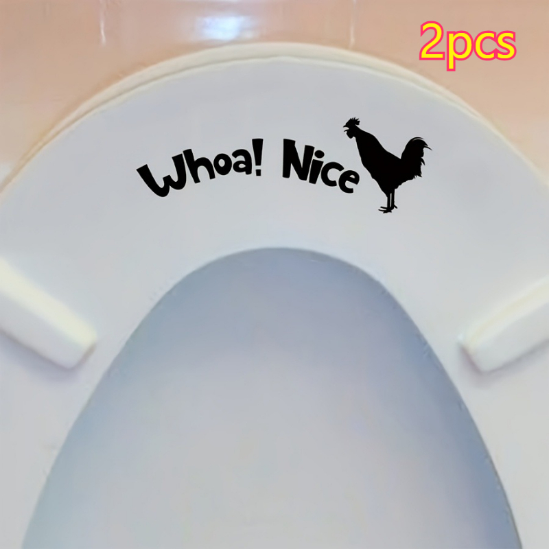 TEMU 2pcs ! Nice Rooster Toilet Seat Sticker - Removable Bathroom Decals For Kids Bathroom, Guest Bath, Rental Home Decor