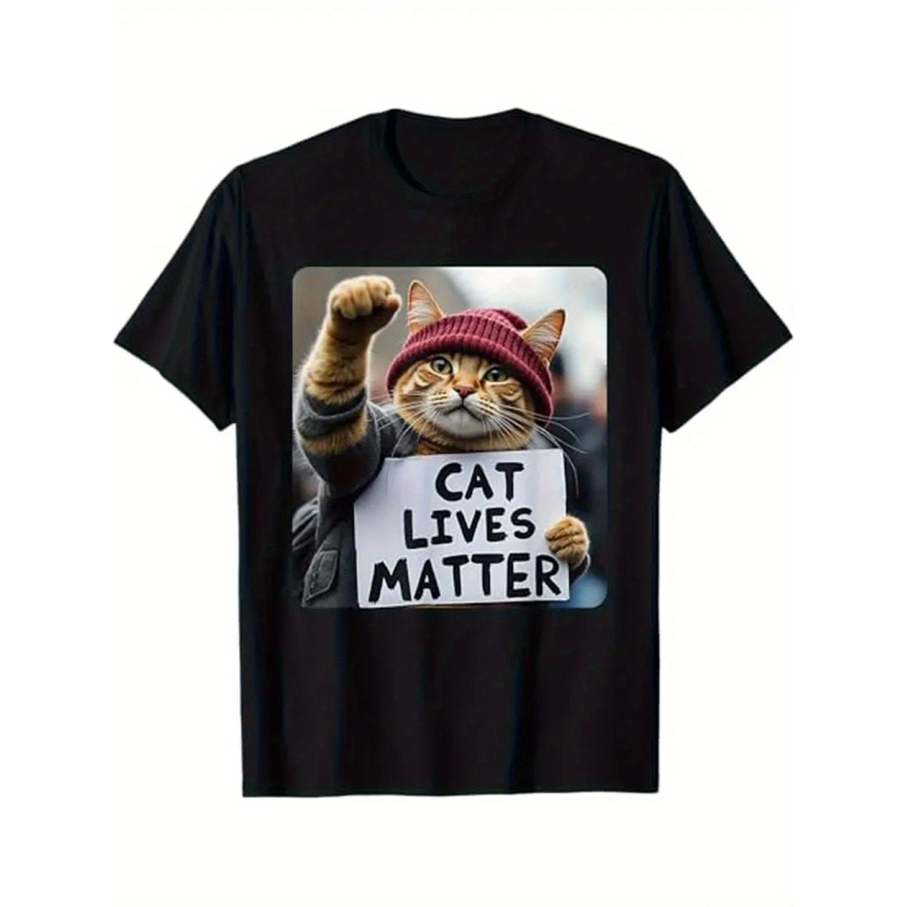 

Funny Cat Graphic Cotton T-shirt For Men- Breathable, Stretchy Crew Neck Tee With , All