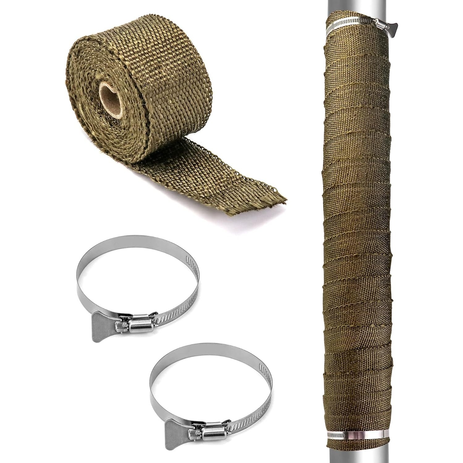 TEMU Kit de ruban d'isolation résistant aux hautes températures pour conduit de cheminée, ruban d'isolation ignifuge et de thermique avec de serrage,