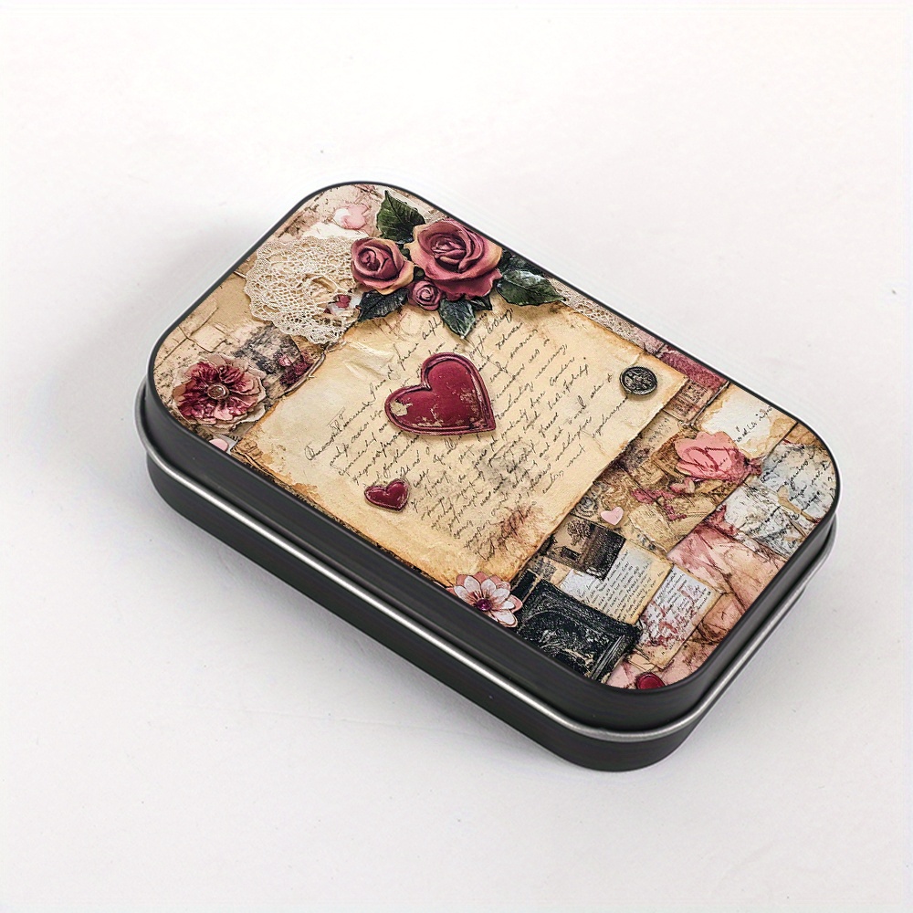 TEMU 1 pieza - de hierro abatible y bisagra - Contenedor rectangular portátil mini ideal para hogar, oficina, viajes - Cierre para costura,