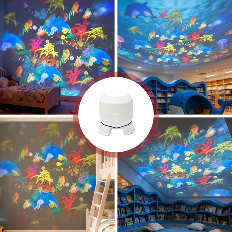 TEMU Veilleuse LED 1 pièce, Veilleuse Monde sous-marin avec , , tortue de mer, , , étoile de mer, , rotation à , Lampe à projection , Convient pour