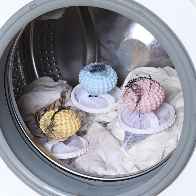 5pcs laundry hair remover 2 in 1 washing machine filter with floating mesh bag no power needed white   for   lint removal laundry room accessories durable mesh construction Product details 3