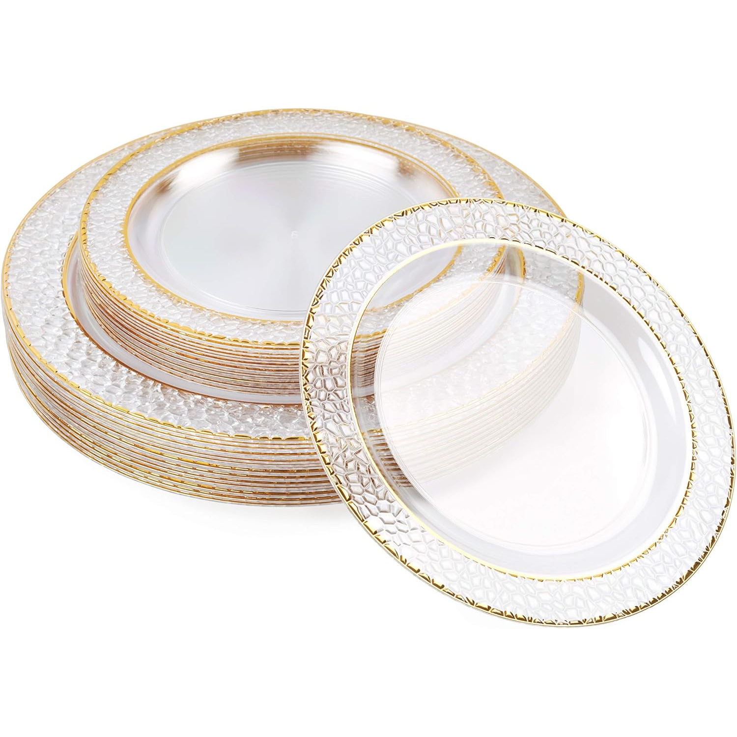 Image of 40 Premium Hard Plastic Plates With - 20 X 26cm, 20 X 19cm - Plates For Weddings, Birthdays, Christmas, Parties