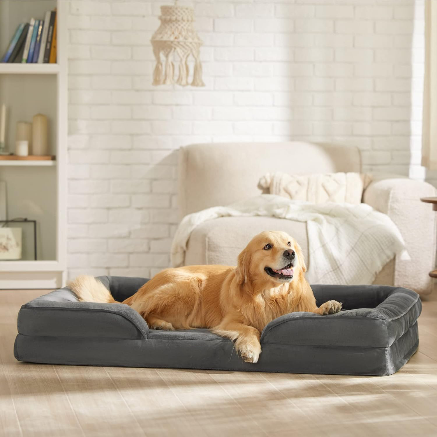 TEMU Orthopedic Memory Foam Dog Crate Pad, Supportive Dog Cage Bed Mat, Removable Machine Washable Cover, Non-slip Bottom Anti-anxiety Calming Pet