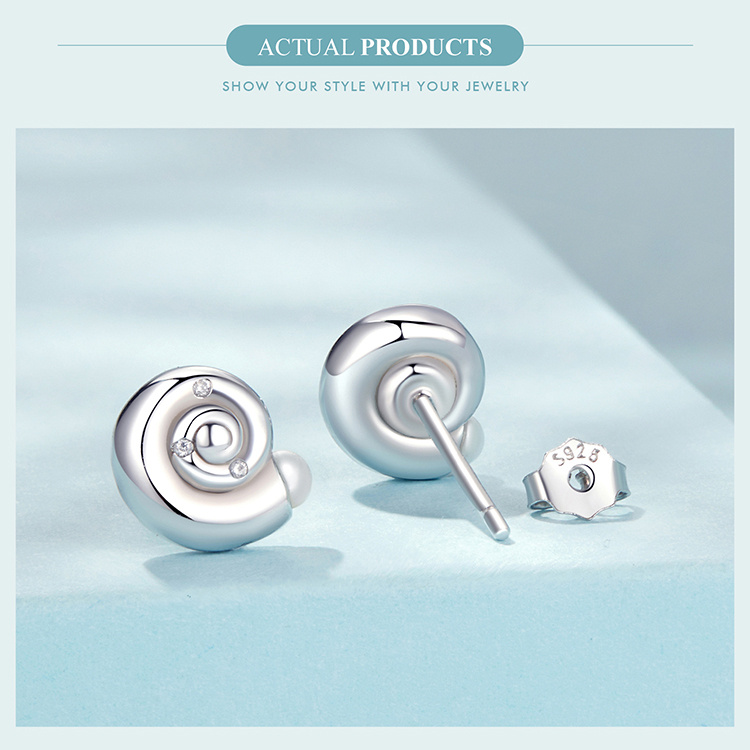 elegant ocean-inspired seashell stud earrings for women, hypoallergenic 925 silver with   pearl inlay,     and gift- , 3.4g, shell, jewelry details 5