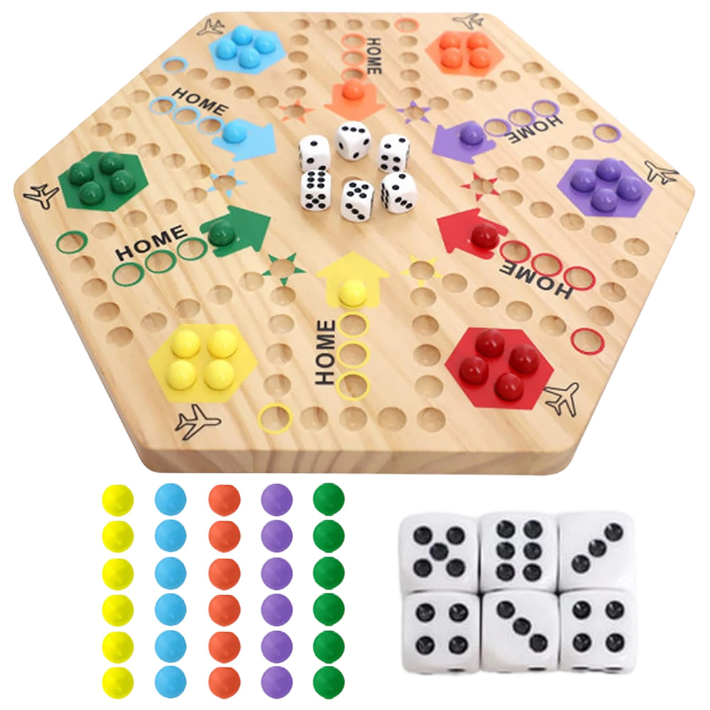 Double-sided Chessboard Game With 36 Marbles 6 Dice, Flying Chess Track Board Party Game For 2-6 People, Perfect For Camping Trips Gatherings