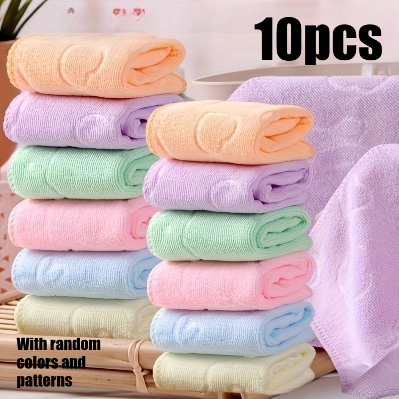 TEMU 10pcs Random Color Washable Cleaning Towels (230mm X 230mm) - Reusable Quick-dry Microfiber Cloths For Car, Kitchen, Bathroom, Glass, And