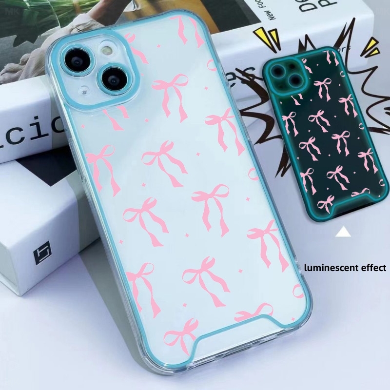 TEMU Phone Case: Full-screen Bowknot Design, , Durable, Practical, Cozy, Cartoon-style, A Christmas Must-have, Luminous Phone Case. Suitable For