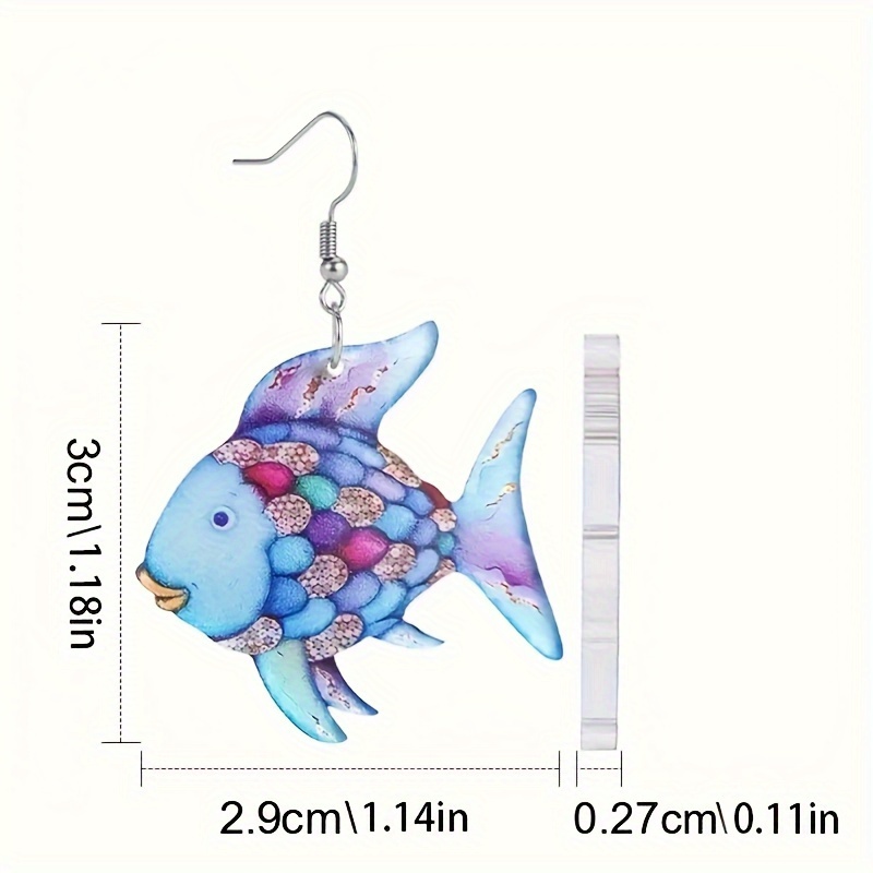 2pcs Colorful Cartoon Anglerfish Earrings, Fun Quirky Style