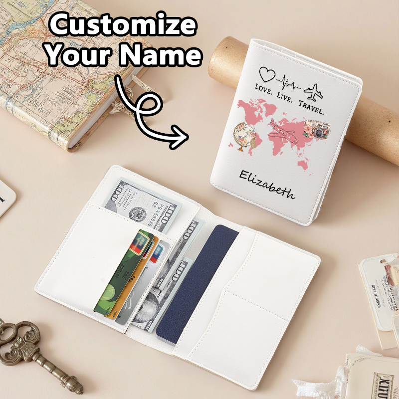 TEMU Custom Airplane-shaped Passport Holder With Name And Text - In Multiple Colors, Customizable With Name And Text. Used As A Passport Holder,