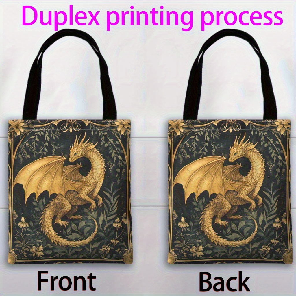TEMU 1pc, Sac à bandoulière rétro à motif dragon doré, Parfait pour les achats, L'utilisation quotidienne, , Haute qualité, Sac pour dames