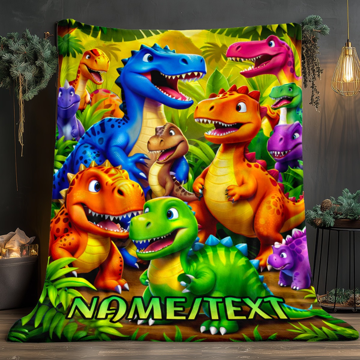 TEMU Customize A Personalized Dinosaur Blanket With Design - A Lightweight Flannel Shawl Travel, The Living Room, Office, Sofa, And Bed - A Printed