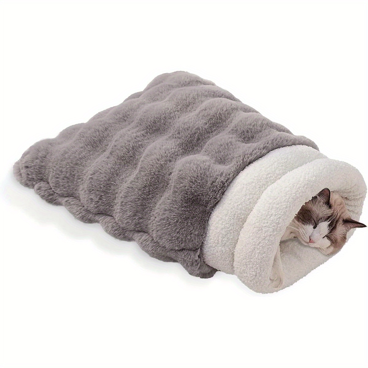 4 in 1 cat sleeping bag for small cats memory foam insulation removable washable cover cave   21x17 inch   warm bed for indoor cats Product details 7