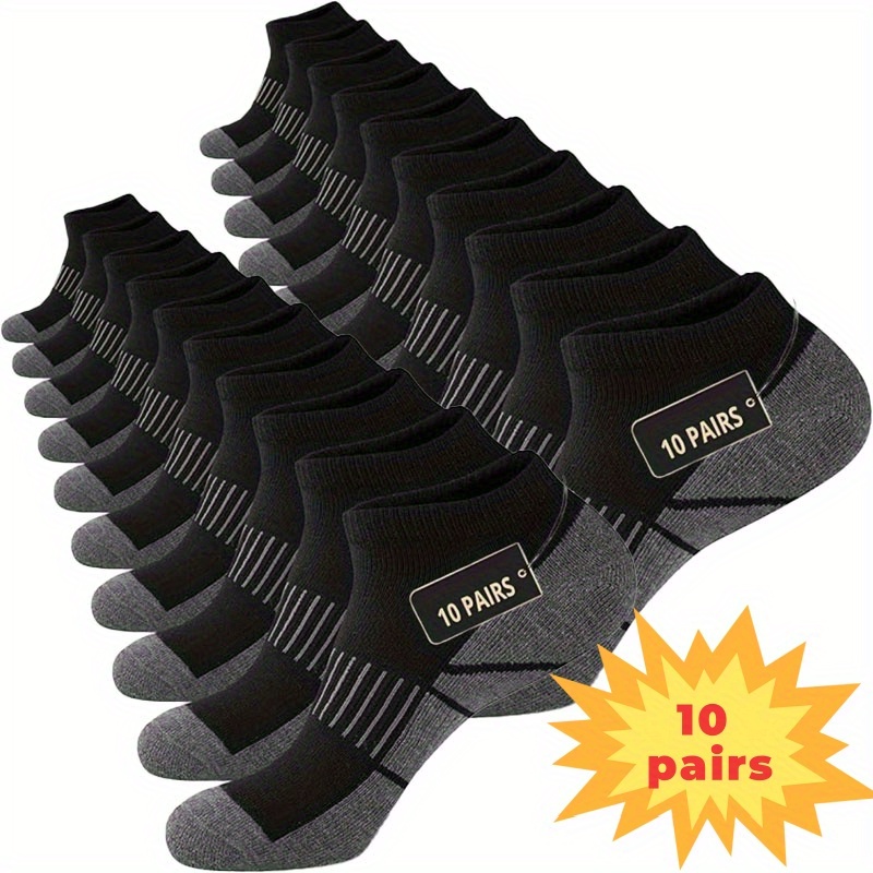 TEMU 10 Pairs Of Men's Socks; Men's 10 Pairs Of Low-cut Comfortable Cushion Casual Socks
