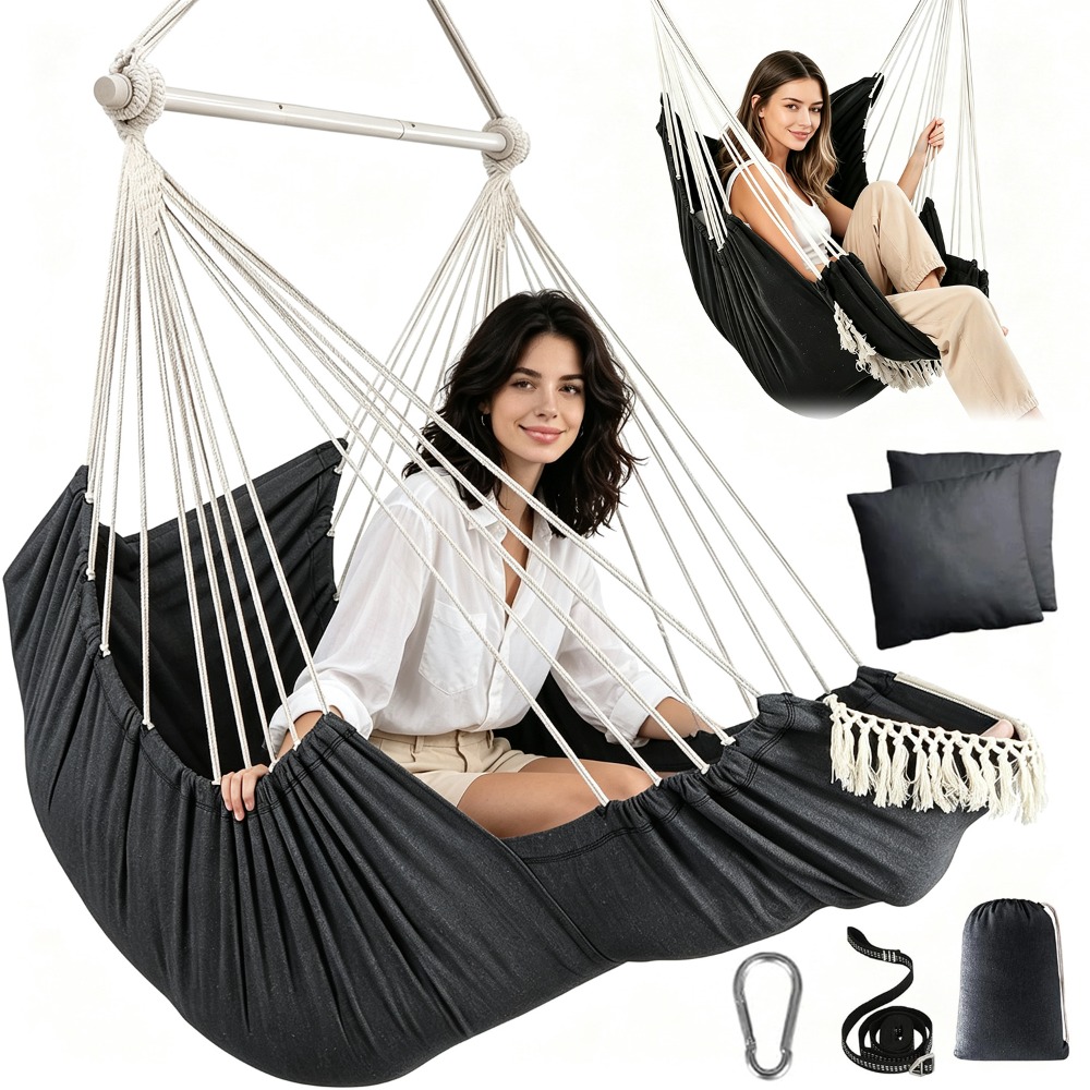 1 Set Of Hanging Chair For Balcony Bedroom, Bearing 227kg, With 2 Cushions, Suitable For Living Room, Balcony And Garden.