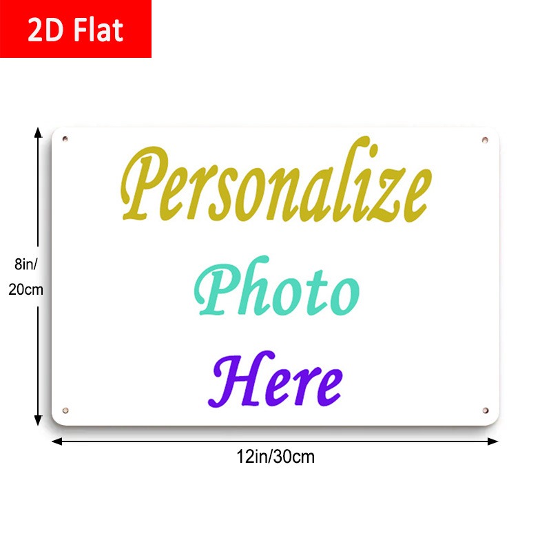 E-shop 2D-Flach, 1 personalisiertes Metallschild mit eigenem Foto – selbstdefinierter Text Foto – personalisiertes Fotogeschenk – schwere