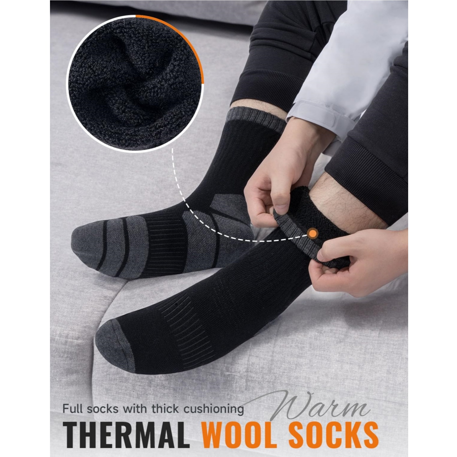 3 Pairs Men's Merino Wool Socks for Winter Activities