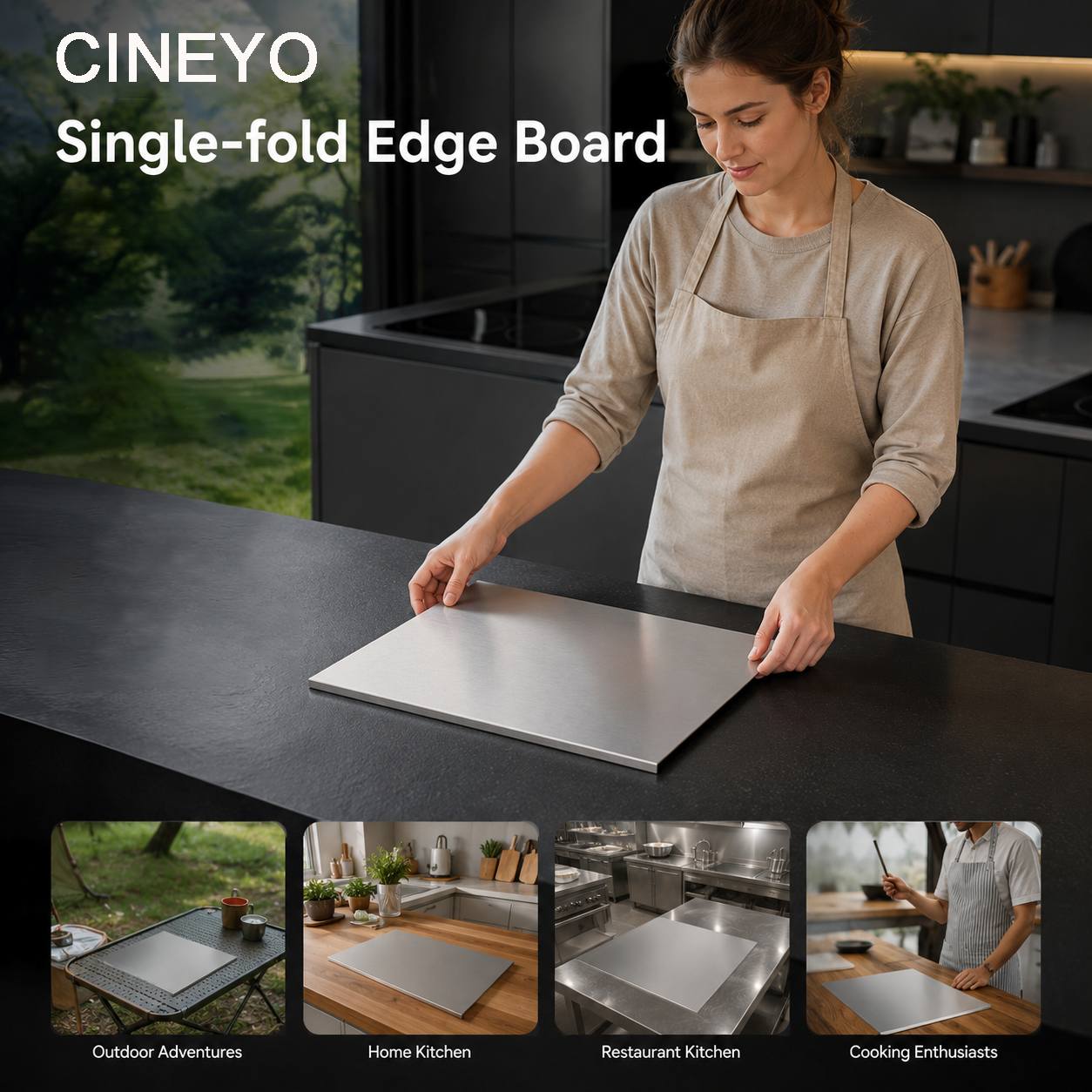 TEMU Stainless Steel Cutting Board, Extra-large Non-slip Double-sided With Edge, Kitchen Chopping Board, Stainless Steel Countertop, Stove Top ,