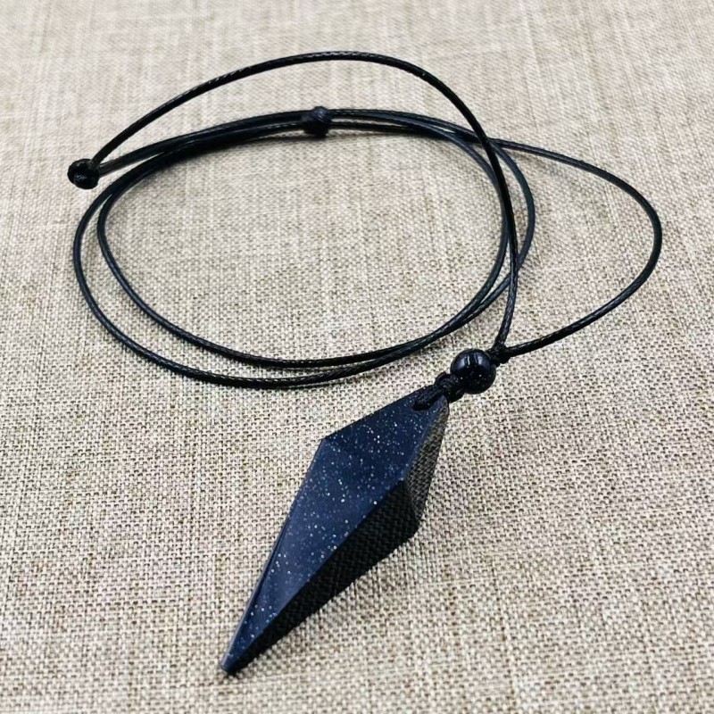 Starry Sky Blue Sand Obsidian Pendant Necklace for Couples