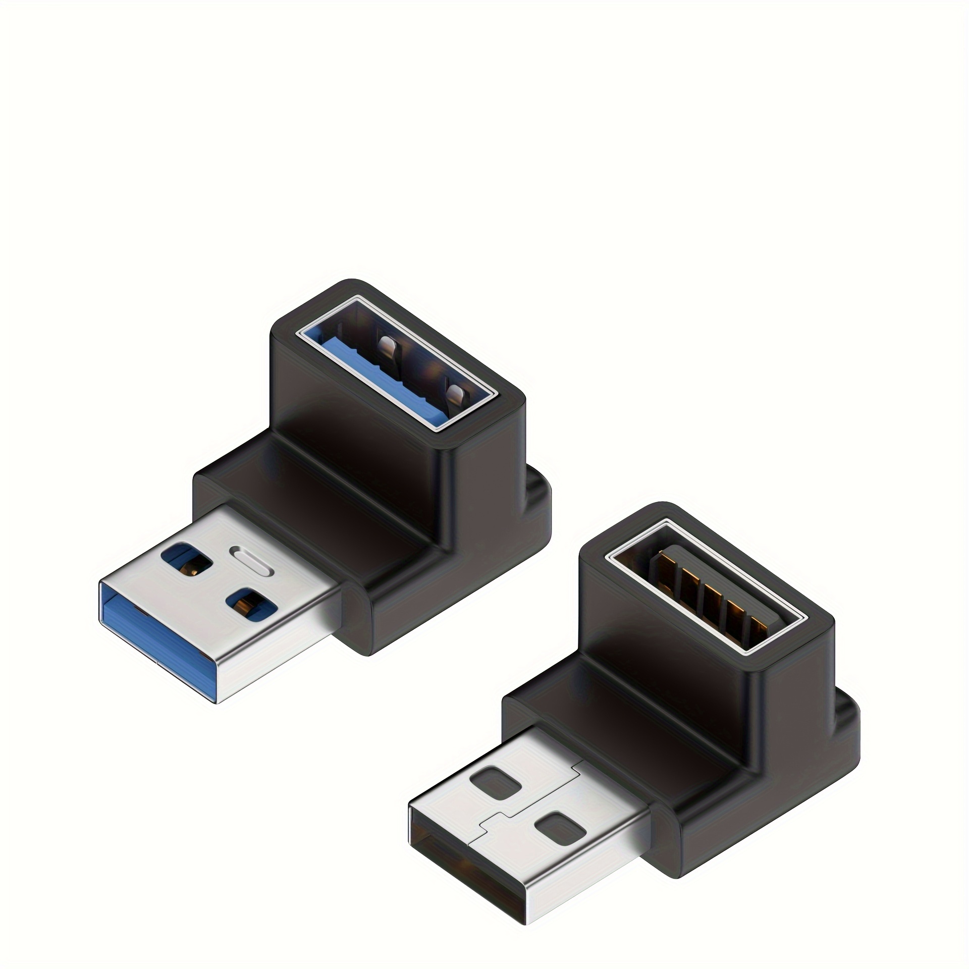 TEMU 2pcs Wowssyo Usb Female To Male 360° Rotating Adapter - 10gbps Charging And Data Transfer, Compact Aluminum Alloy L-shaped Design, Suitable For