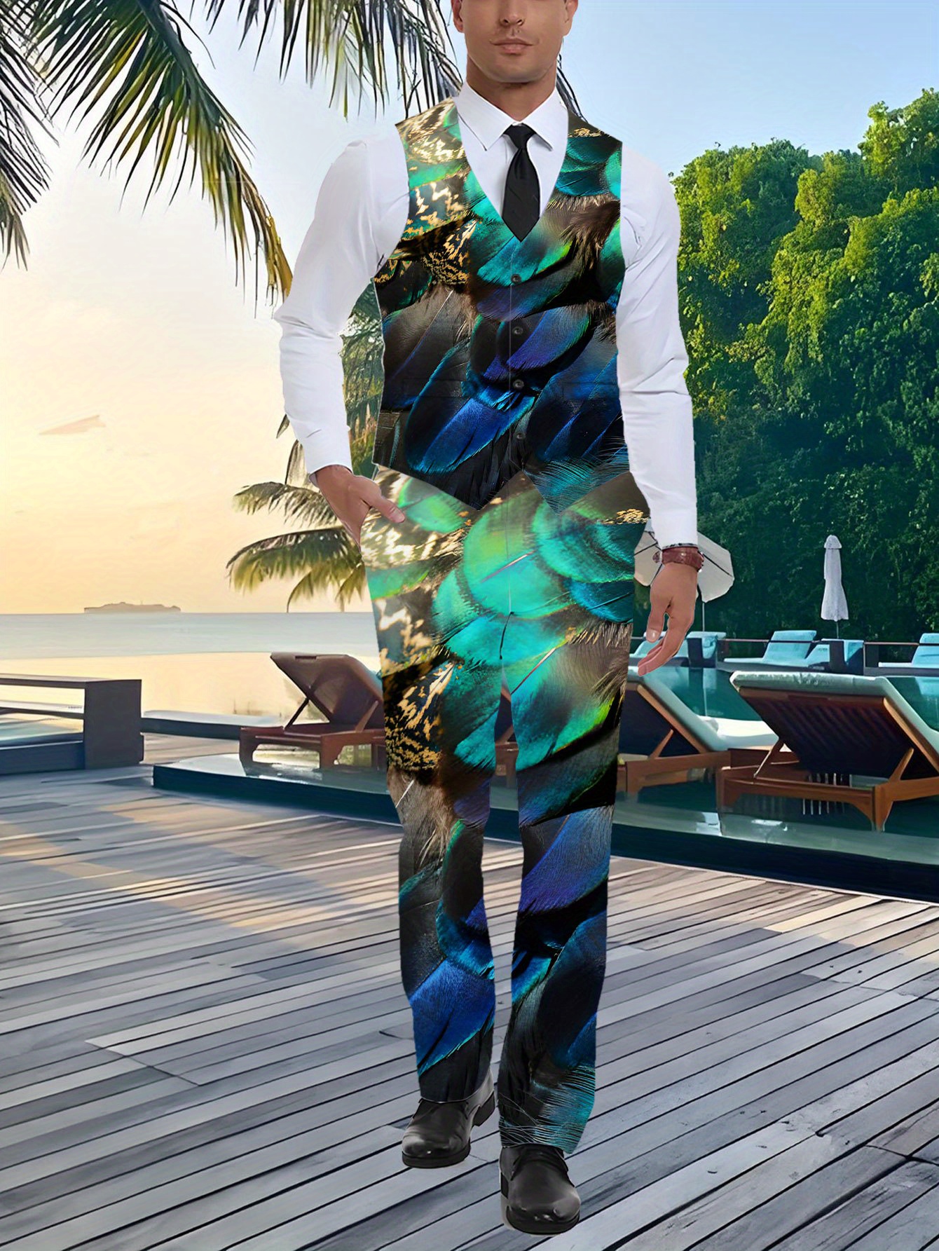 Tropical Fiesta Theme Clothes Adult HAWAIIAN Summer Party Guy Palm