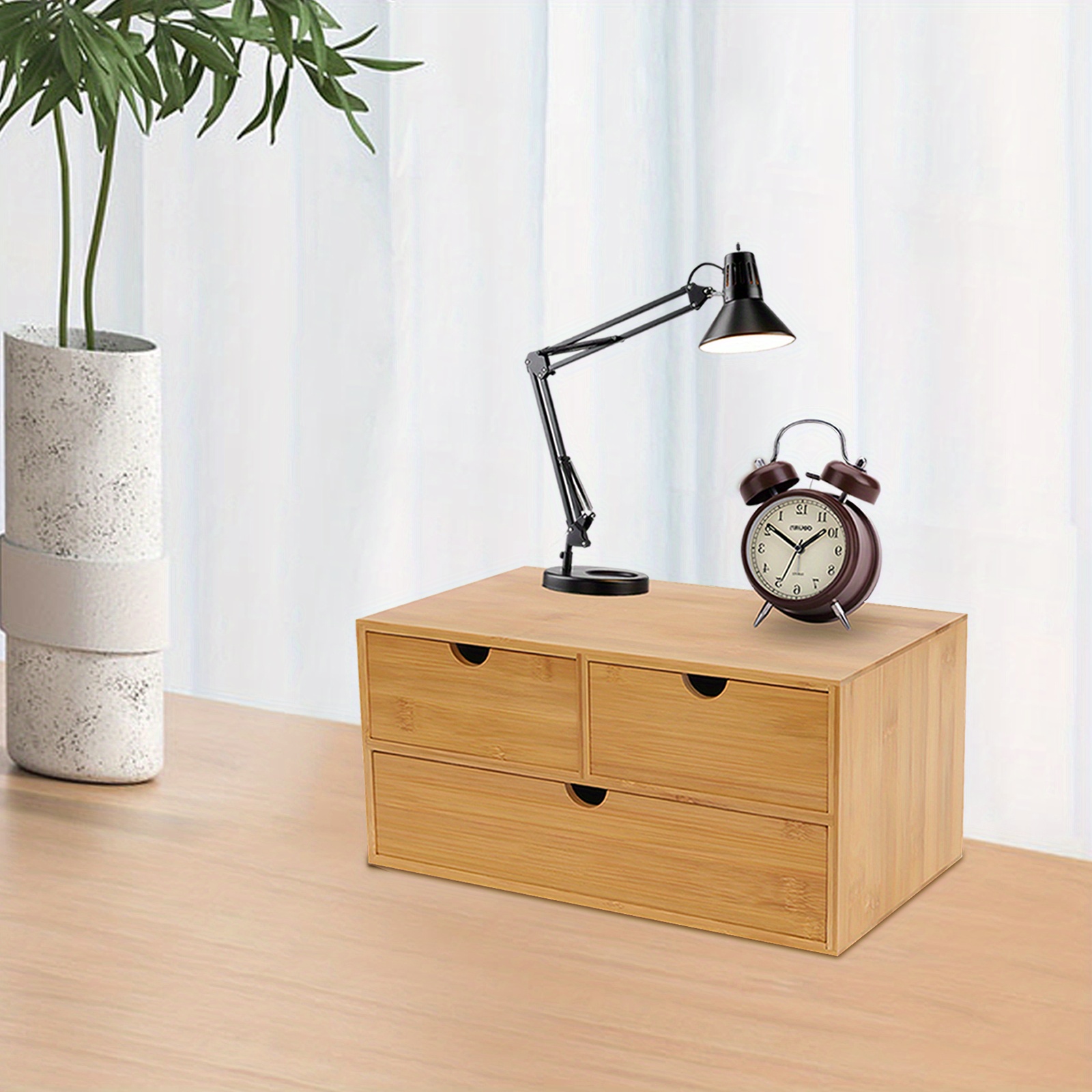 E-shop Bambus-Schreibtisch-Organizer mit 3 Schubladen, Naturmaterial, platzsparende Aufbewahrungsbox für Büro, Heimbüro, dekorative Aufbewahrung,