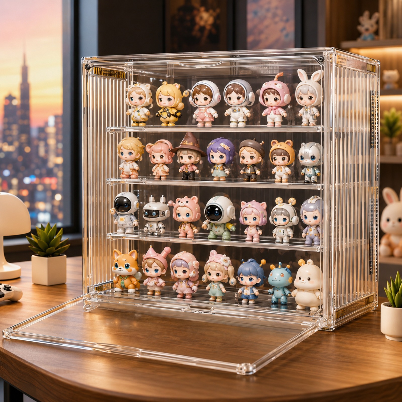 Acrylic Display Box, 4-layer Transparent Display Box With 3 Adjustable Dividers, Stackable Large-capacity Storage Box, Suitable For Collectibles And Figurines.