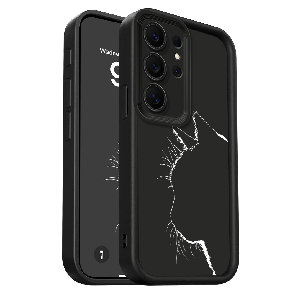 Phone Case: Sketch Cat Phone Case Compatible With Galaxy S26 S25 S24 Fe S23 S22 Scratch Resistant Staircase Soft Cover