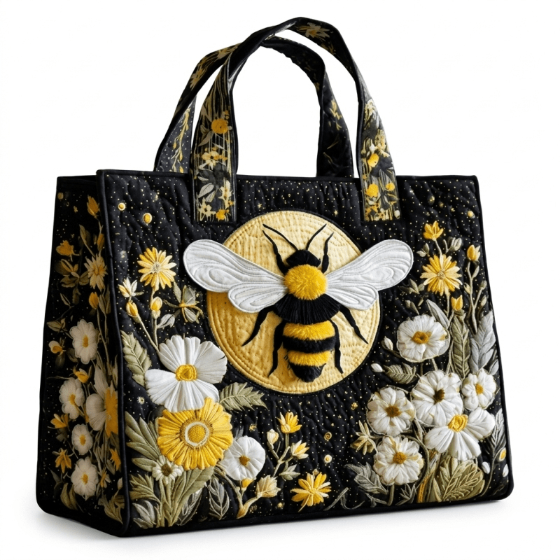 TEMU 1pc Floral Quilted Tote Bag, Large Capacity Reusable Shoulder Handbag, Lightweight And Durable Women's Casual Tote Bag, Suitable For Grocery