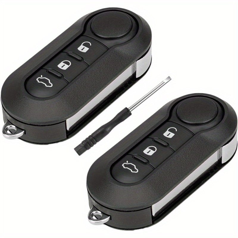 Key Fob Cover Shell Case Replacement 3 Buttons Key Fob Remote Control Shell Case - Compatible For Fiat 500 500x 2007-2020