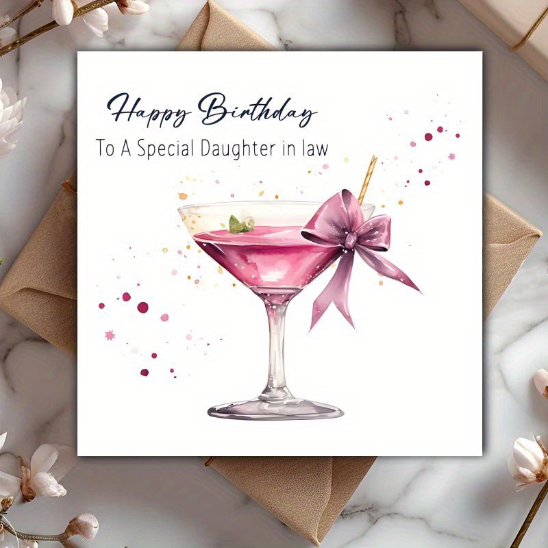 TEMU 1pc Humorous Square Birthday Card For Daughter-in-law, Ideal For Birthday Wishes And Christmas, For The In The World