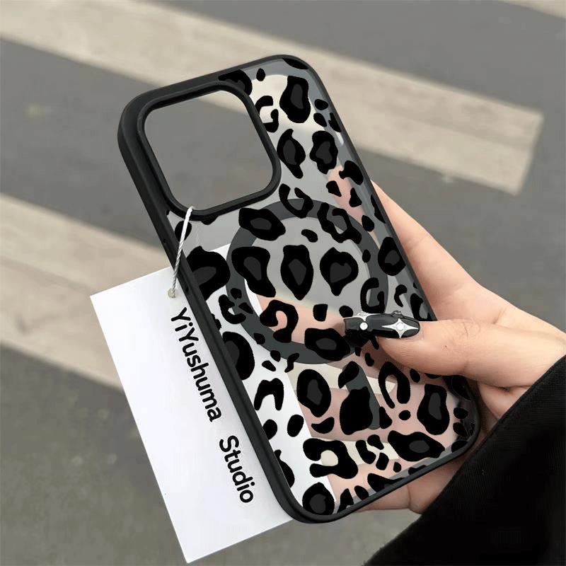 TEMU Phone Case - This Full-screen Leopard Print Magnetic Phone Case Supports Wireless Charging And Is Compatible With For Iphone
