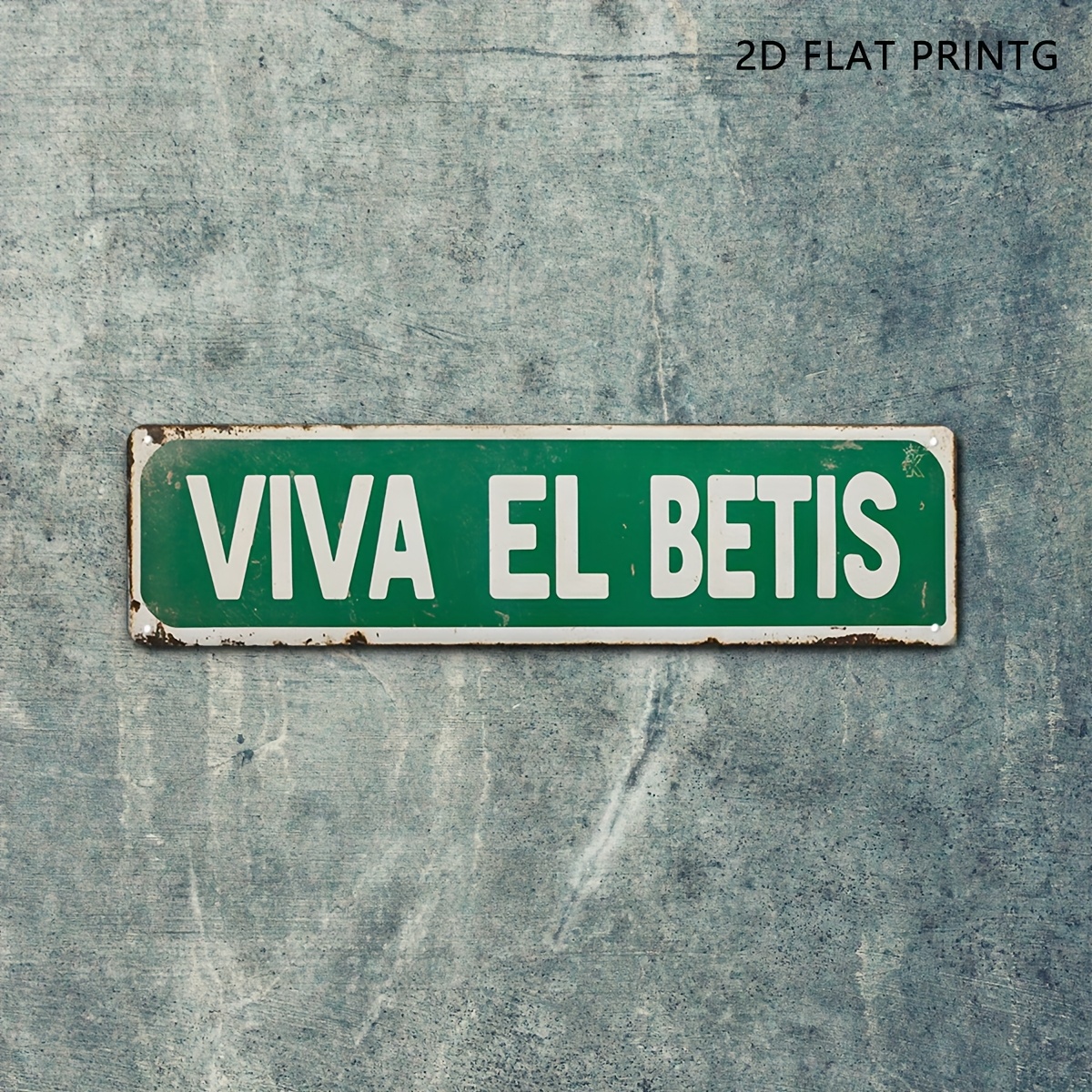TEMU Letrero de pared 2D - Un "VIVA EL BETIS" de aluminio que mide 10X40.86 cm, para amantes del deporte, , bares, cafeterías y espacios masculinos -