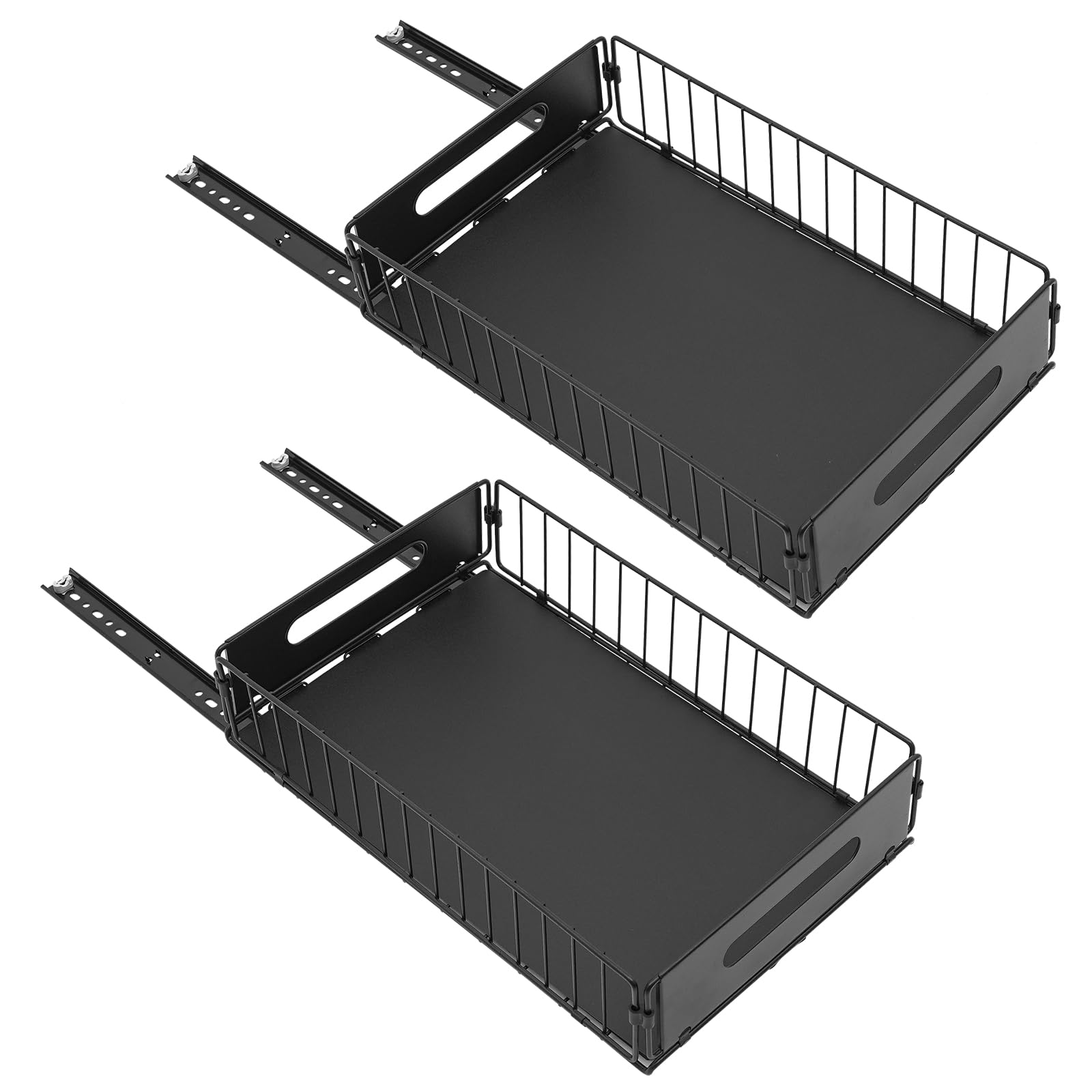 TEMU 2 Pack Heavy-duty Pull-out Drawer Shelves Suitable For Kitchen Cabinets, Pantry & Wardrobe - Carbon Shelves With Adhesive/screw Mount, Space-