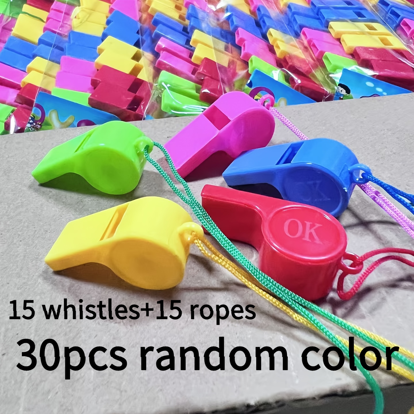 TEMU 30pcs Referee Supplies Set (15pcs Whistles And 15pcs Ropes) Suitable For Referees, Cheerleaders, And Outdoor Activities - For And Referees,