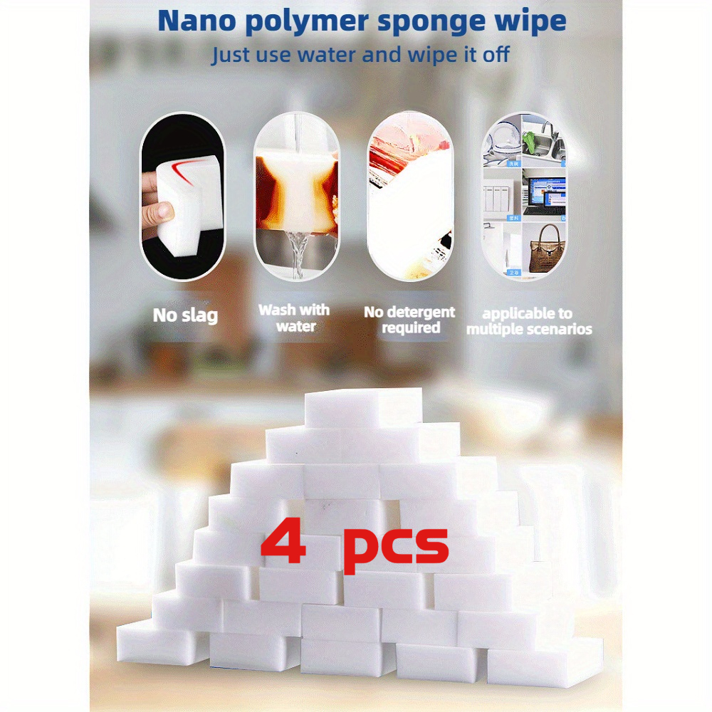 4-pack For Dishwashing, Shoe Cleaning, Car Glass, Magic Scrubber, Dishwashing Tool, Kitchen Sponge For Multi-scene Use